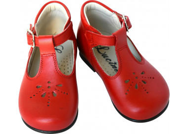 Chaussures bébés mixtes cuir rouge, excellent maintien