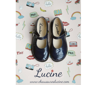 Chaussures Louise RESISTANTES fille à boucle - cuir vernis bleu marine