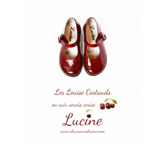 Chaussures Louise RESISTANTES fille à boucle - cuir vernis ROUGE cerise