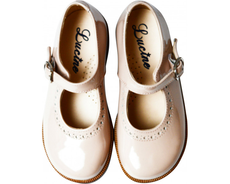 Chaussures Louise RESISTANTES fille à boucle - cuir vernis ROSE nude