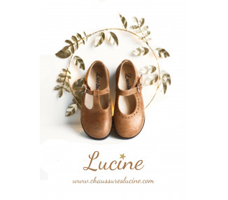 Chaussures Louise RESISTANTES fille à boucle - cuir camel irisé
