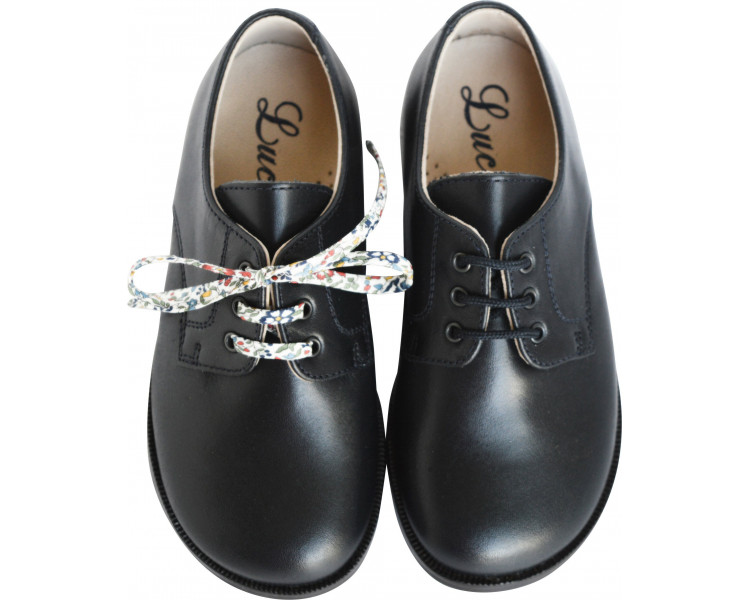 Chaussures derbies enfant RESISTANTES à lacets Gaël - cuir MARINE