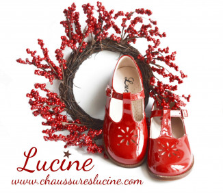 Chaussures Salomé RESISTANTES fille à boucle Alma - cuir vernis ROUGE