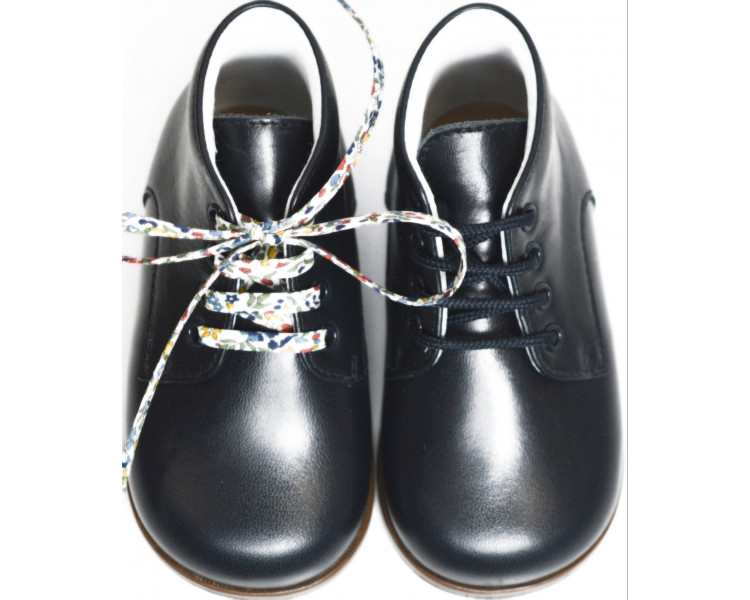 Chaussures en cuir souple bleu marine pour bébé fille et garçon