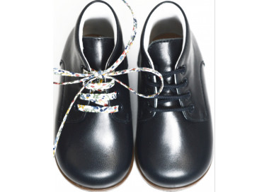 Chaussures en cuir souple bleu marine pour bébé fille et garçon