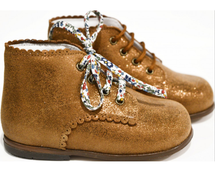 Chaussures Bottillons SOUPLES Clarence frisettes - cuir CAMEL irisé
