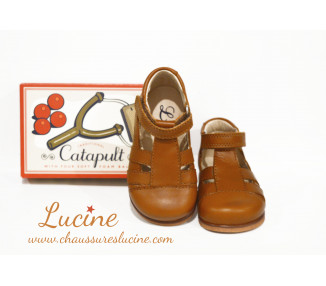 Chaussures montantes ouvertes en cuir et scratchs pour bébés filles et garçons