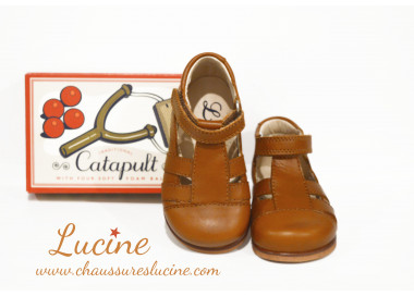 Chaussures montantes ouvertes en cuir et scratchs pour bébés filles et garçons