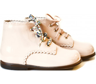 Chaussures en cuir vernis souple et confortable rose pour bébé fille