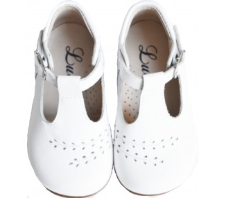 Chaussures Salomé bébés cuir blanc et motifs