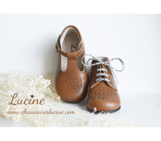 Chaussures Bottillons Isis lacets - cuir CAMEL