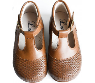 Chaussures ouvertes à boucle en cuir tressé pour bébés et enfants