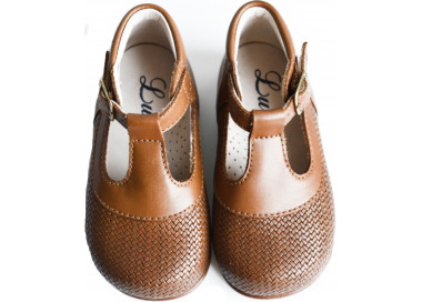 Chaussures ouvertes à boucle en cuir tressé pour bébés et enfants