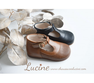 Bottillons Salomés bébés en cuir tressé renfort cheville confortable