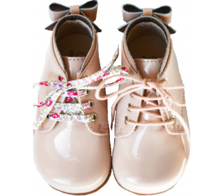 Chaussures bébé Bottillons fille Albertine - cuir vernis ROSE NUDE