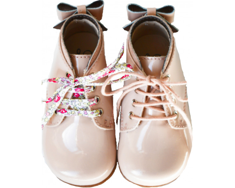 Chaussures bébé Bottillons fille Albertine - cuir vernis ROSE NUDE