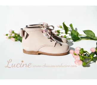 Chaussures bébé Bottillons fille Albertine - cuir vernis ROSE NUDE