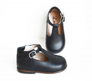 Chaussures Salomé pour bébé fille et garçon en cuir bleu marine