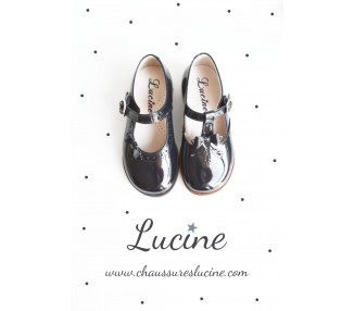 Chaussures Louise RESISTANTES fille noeud à boucle - cuir vernis bleu marine