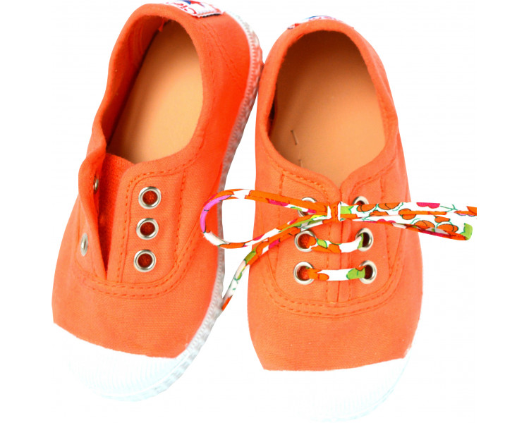 Chaussures baskets tennis en TOILES à lacets et élastiques - ABRICOT