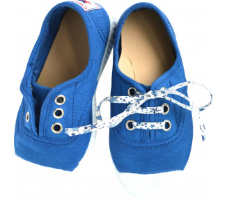 Chaussures baskets tennis en TOILES à lacets et élastiques - Bleu COBALT