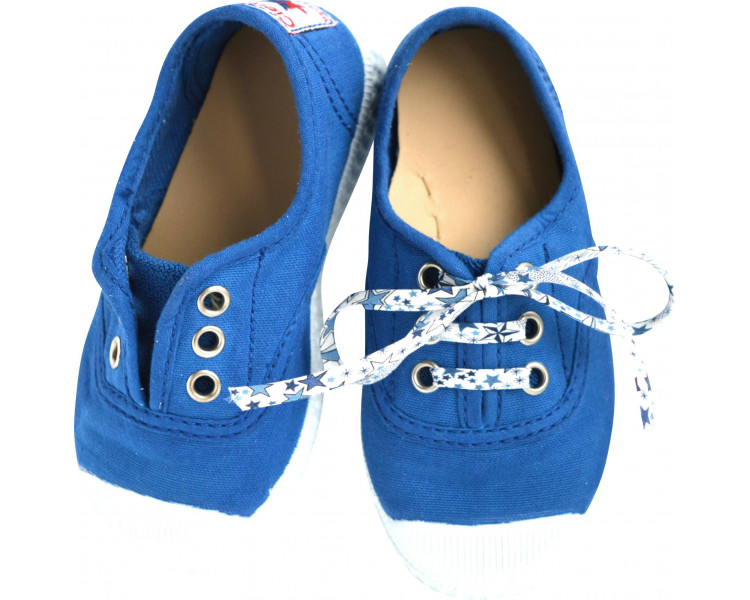 Chaussures baskets tennis en TOILES à lacets et élastiques - Bleu COBALT