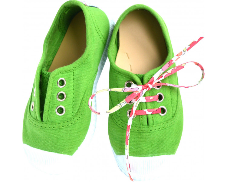 Chaussures baskets tennis en TOILES à lacets et élastiques - Vert pomme