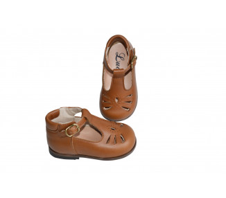 Chaussures Bottillons Salomés SOUPLES Clarence perfo - cuir CAMEL