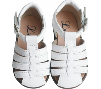 Nu-pieds bébés mixtes en cuir souple blanc