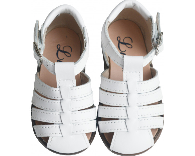 Nu-pieds bébés mixtes en cuir souple blanc