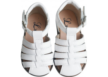 Nu-pieds bébés mixtes en cuir souple blanc