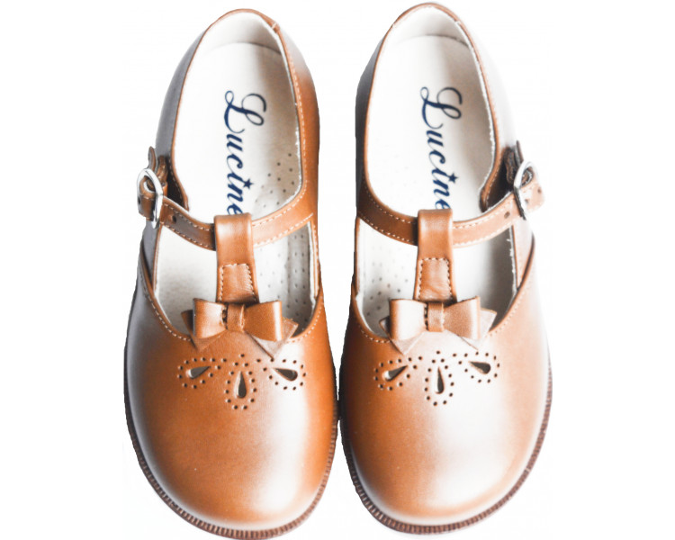 Chaussures fille Salomé RESISTANTES à boucle et noeud Artémis - cuir CAMEL Chaussures fille Salomé RESISTANTES à boucle et noeud Artémis - cuir CAMEL
