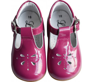 Chaussures Bottillons Salomés SOUPLES Azylis perfo - VERNIS ROSE fuschia