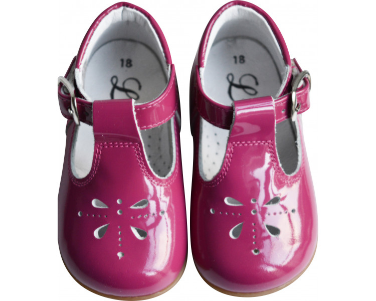 Chaussures Bottillons Salomés SOUPLES Azylis perfo - VERNIS ROSE fuschia