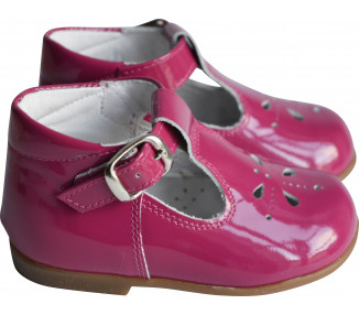 Chaussures Bottillons Salomés SOUPLES Azylis perfo - VERNIS ROSE fuschia