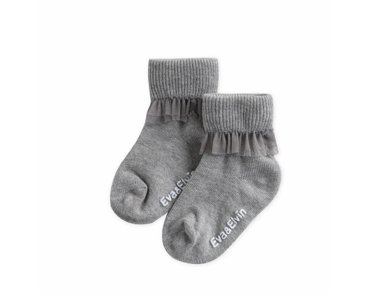 Chaussettes basses tulle droit - GRIS