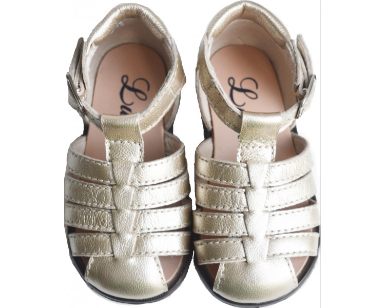 Nu-pieds bébés cuir or souple et confortable