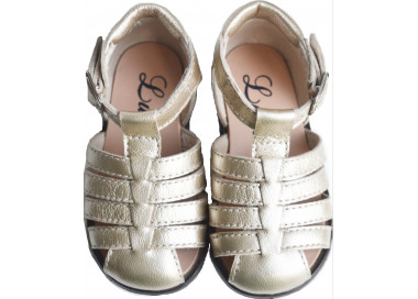Nu-pieds bébés cuir or souple et confortable
