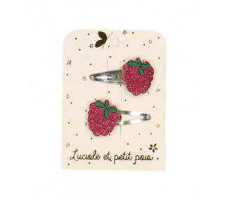 Barrettes framboises  (paire)