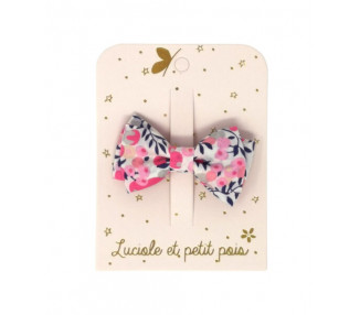 Barrette noeud double - Liberty Wiltshire pois de senteur CROCODILE