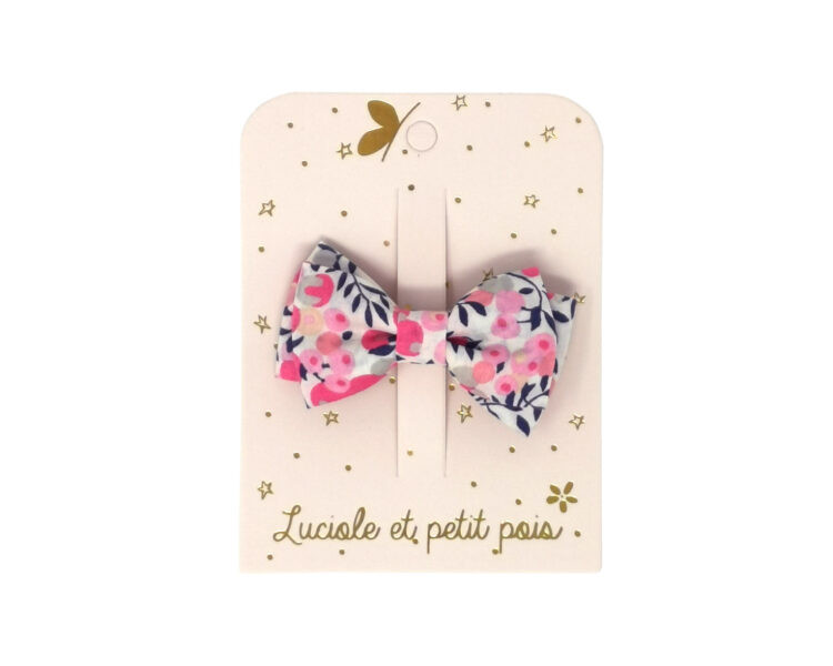 Barrette noeud double - Liberty Wiltshire pois de senteur CROCODILE