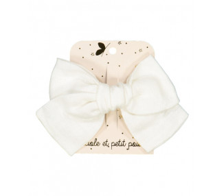 Barrette NOEUD pince crocodile - Lin Blanc