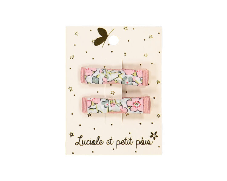 Barrettes Mini kimono - Fleuri rose saumon