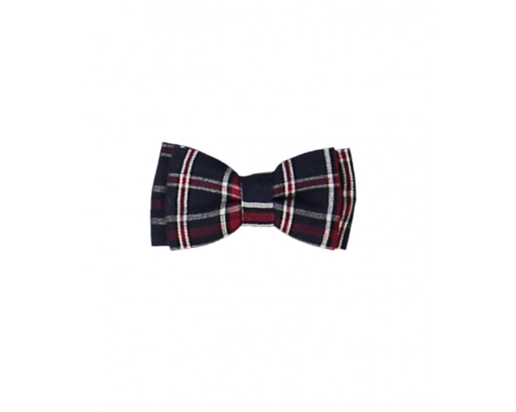 Barrette noeud double - écossais marine Barrette noeud double - écossais marine