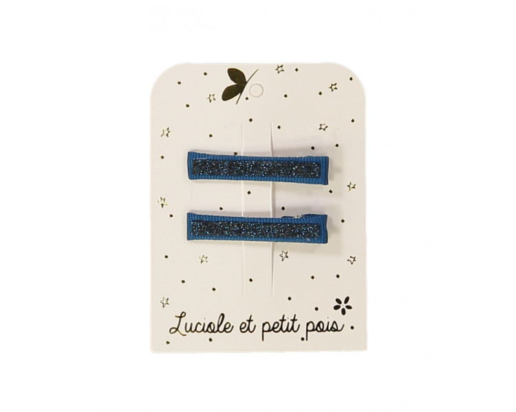 Barrettes pinces CROCO – Bleu (paires)