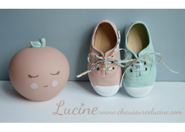 Tennis baskets confortables pour bébés enfants et adultes rose nude et vert d'eau