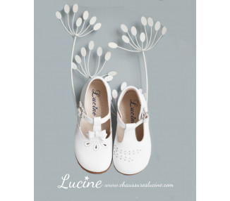 Chaussures fille Salomé RESISTANTES à boucle et noeud Artémis - cuir BLANC