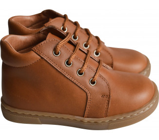 Chaussures garçon souples à lacets Achille - cuir CAMEL