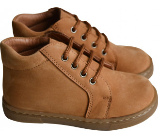 Chaussures garçon souples à lacets Achille - nubuck CAMEL