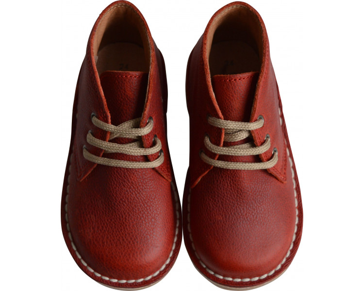 Chaussures garçon derbies à lacets Médéric - cuir rouge patiné